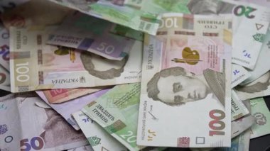 Hryvnia - Ukrayna 'nın ulusal para birimi, yakın plan.