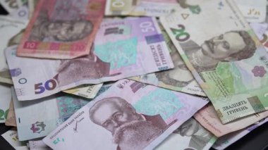 Hryvnia - Ukrayna 'nın ulusal para birimi, yakın plan.