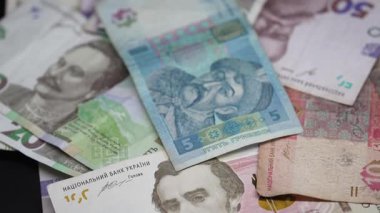 Hryvnia - Ukrayna 'nın ulusal para birimi, yakın plan.