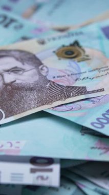 Ukrayna parası - 1000 Hryvnia, yakın plan, dikey video