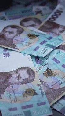 Bin hryvnia - Ukrayna para birimi banknotları, dikey video