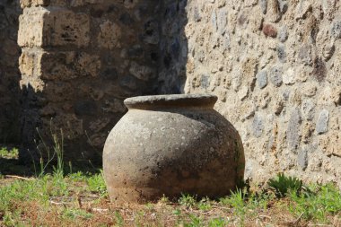 Bahçedeki antik taş vazo..