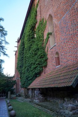 Courtyard and arches in the Templar Castle in Malbork. Poland.