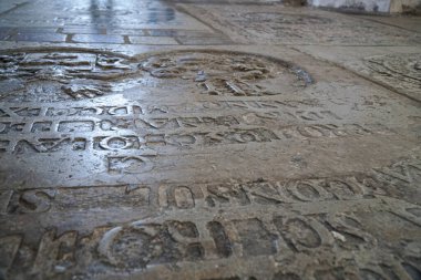 Ancient marble floor in St. Mary's Cathedral in Gdansk. Poland.           