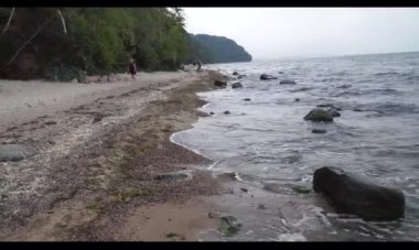 Waves on the coast of the Baltic Gulf. Gdynia. Poland