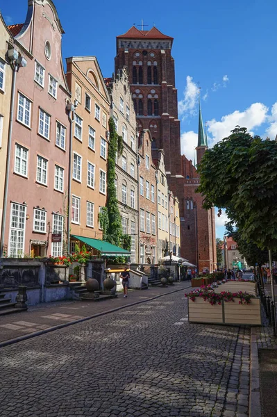Stare Ulice Gdańska Kolorowymi Domami Polska — Zdjęcie stockowe