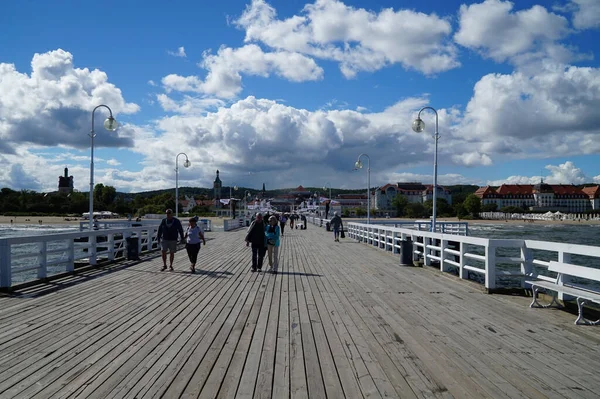 Pier Sopot Costa Baía Báltico Polónia — Fotografia de Stock