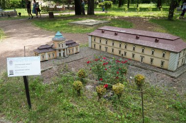 Model of the Zolochiv castle from the Lviv region in the miniature park in Kyiv. clipart