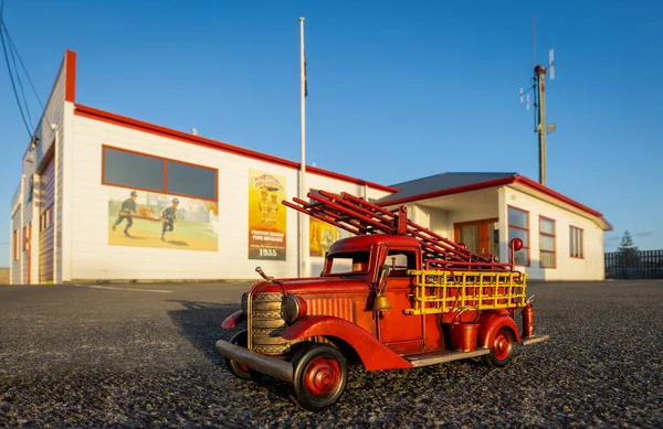 Foxton Beach Nowa Zelandia 2023 Blaszany Model Straży Pożarnej Zaparkowany — Zdjęcie stockowe