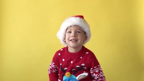 Portrait Emotion Cute Happy Cheerful Chubby Prechool Baby Boy Laughing — стоковое видео