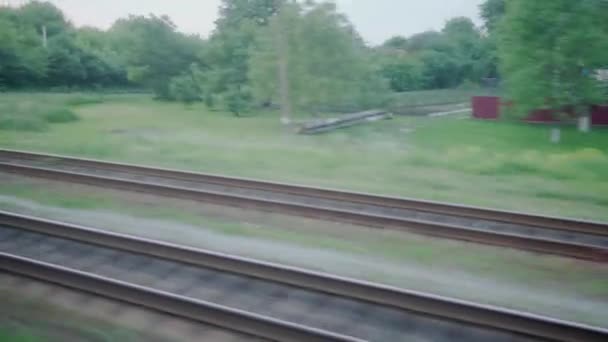 Vue Latérale Train Tournant Grande Vitesse Sur Paysage Belle Nature — Video