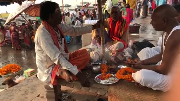 November 2017 Varanasi Indien Ganga Aarti Ghat Varanasi Uttar Pradesh — Stockvideo