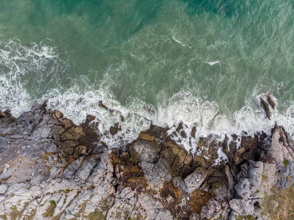 Aerial View Seashore Wave Rocky Cliff Nature Landscape — Stock Photo, Image