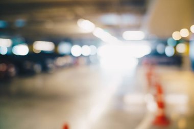 Süpermarketteki bulanık otopark tonlu görüntü taşıma arkaplanı