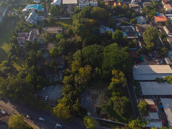 Gree Baum Waldpark Der Stadt Gebäude Mit Straße Luftaufnahme — Stockfoto
