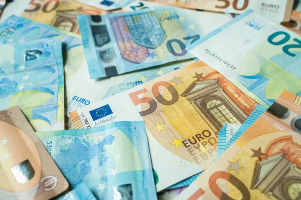 Banconote Euro Fondo Contante Euro Moneta Euro Finanziaria — Foto Stock