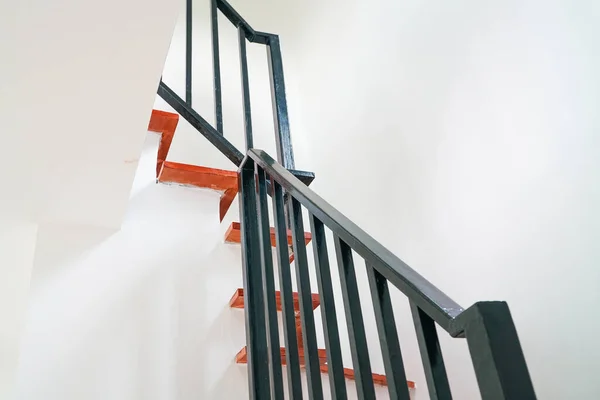 House wooden staircase paint red orange color House renovate