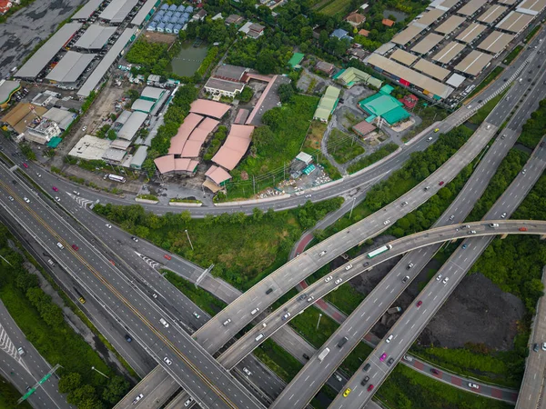 Aerial View City Transport Junction Road Vehicle Cross Road Express — Stok Foto