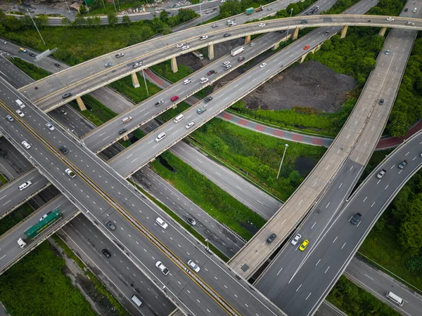 Вид Воздуха Транспортного Узла Городской Дороги Движения Транспортного Средства Indsutry — стоковое фото