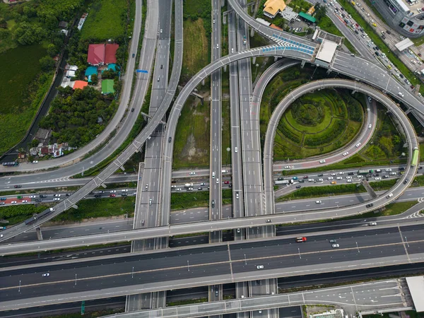 Luftbild Stadt Kreuzung Kreuzung Mit Fahrzeug Transport Industrie — Stockfoto