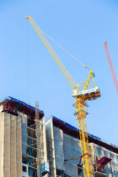 Constructies Website Gebouw Met Kraan Condominium Rise Bouwsector — Stockfoto