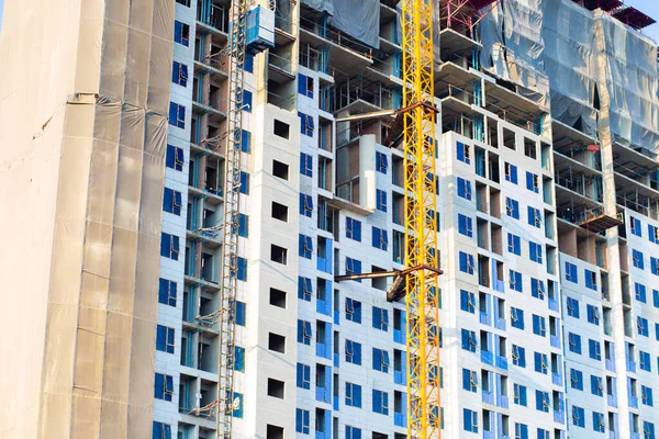 Constructies Website Gebouw Met Kraan Condominium Rise Bouwsector — Stockfoto