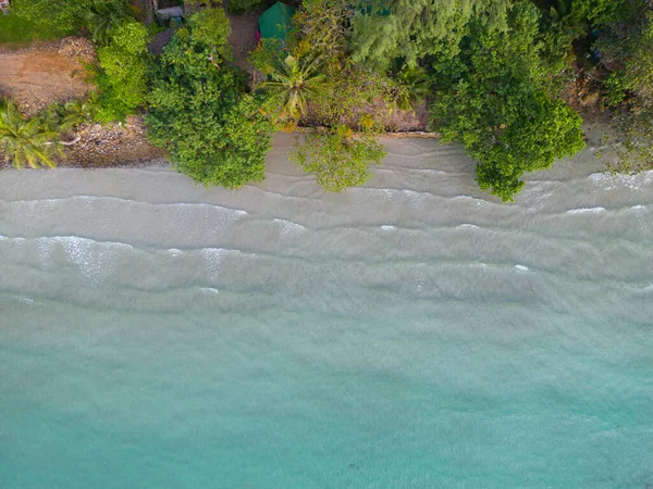 空中ビュー海の静けさ波木の夏休みの背景とターコイズブルーの水 — ストック写真