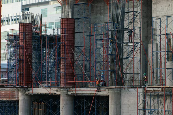 Construção Arranha Céus Edifício Escritórios Com Guindaste Indústria Construção — Fotografia de Stock