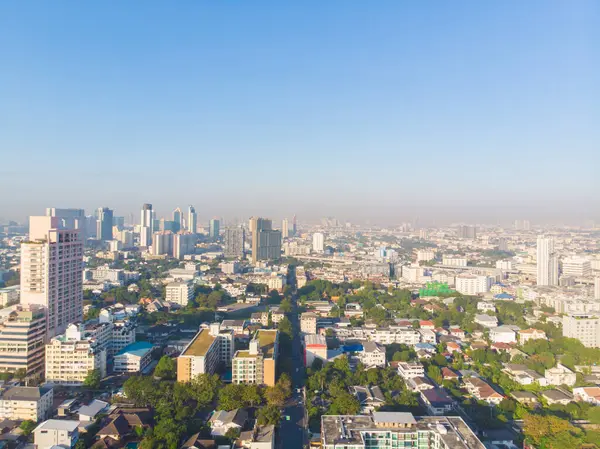 Flygfoto Storstad Kontor Byggnad Morgon Himmel Bangkok Thailand — Stockfoto
