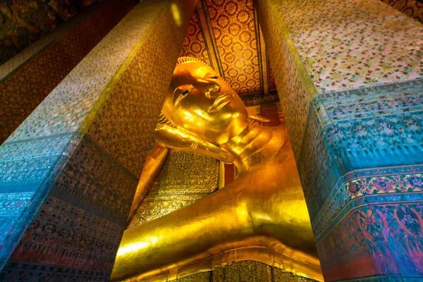 Goldene Liegende Buddha Statue Der Pagode Sightseeing Reise Bangkok Thailand — Stockfoto