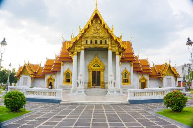 Wat Benchamabophit mermer tapınak eğlence yeri Bangkok Tayland 'a seyahat