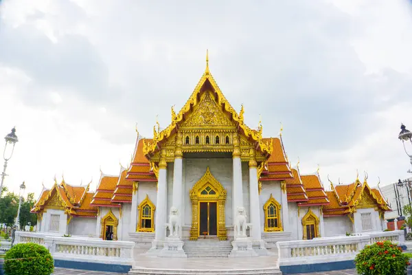 stock image Wat Benchamabophit the marble temple attraction place travel in Bangkok Thailand