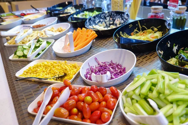 Colorful Vegetable Sauce Plate Dinner Salad Bar Healthy Food Vitamin — Stock Photo, Image