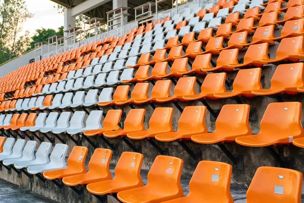 Orange White Stadium Chairs Outdoor Field Sport Background — Stock Photo, Image