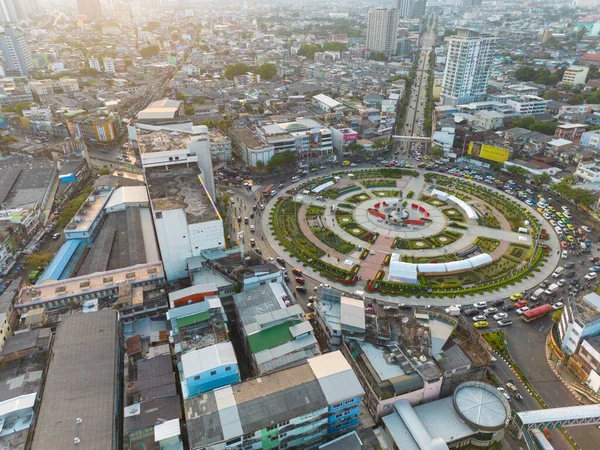 Ulaşım Yolu Hava Manzaralı Şehir Binası Thonburi Bangkok Tayland — Stok fotoğraf