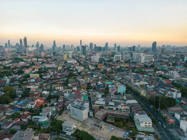 Ulaşım Yolu Hava Manzaralı Şehir Binası Thonburi Bangkok Tayland — Stok fotoğraf
