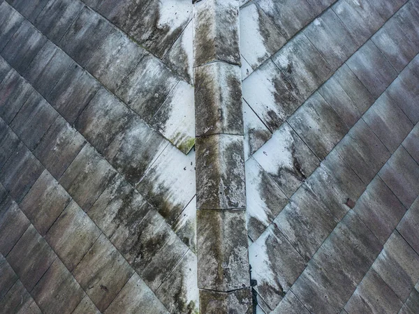 Eski Sızıntı Çatısı Hava Manzaralı Bina Endüstrisi — Stok fotoğraf