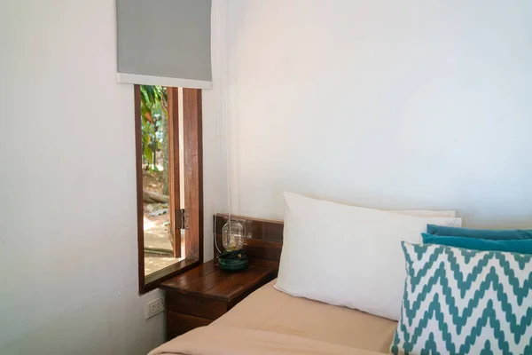Travesseiro Cama Branca Aconchegante Resort Resort Residente Ilha Resort — Fotografia de Stock