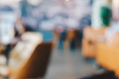 Soyut, bulanık kafeterya restoranı ve müşteri saptırıcı arka planı.