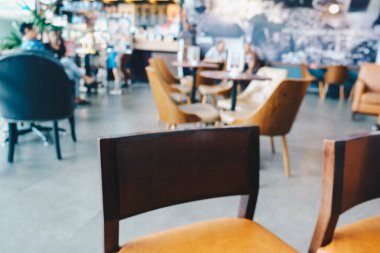 Soyut, bulanık kafeterya restoranı ve müşteri saptırıcı arka planı.