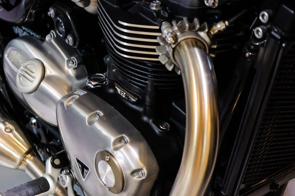 Oldtimer Motorradmotoren Hautnah Transportindustrie — Stockfoto