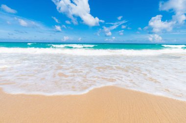 White sand tropical beach blue sky with cloud nature vacation