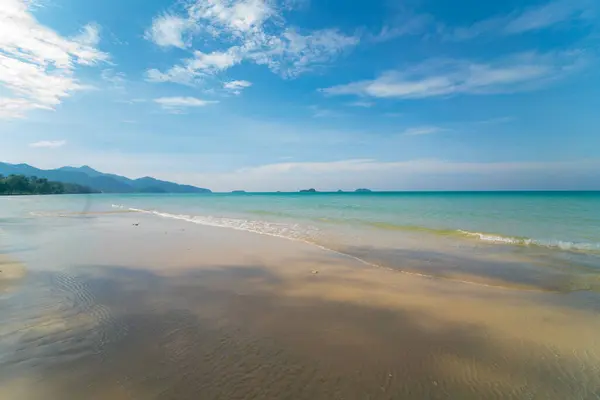 stock image White sand sea beach wave blue sky with cloud summer vacation nature background