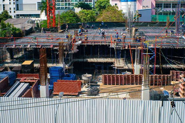 Estaleiro Construção Edifício Guindaste Edifício Escritórios Cidade Bangkok Tailândia — Fotografia de Stock