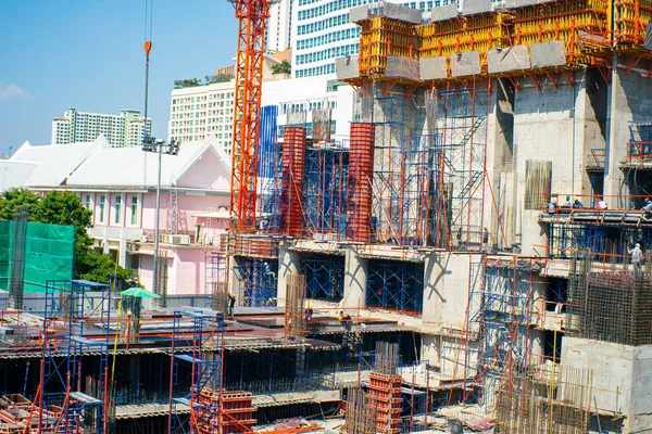 Edificio Construcción Grúa Edificio Oficinas Gran Altura Ciudad Bangkok Tailandia —  Fotos de Stock