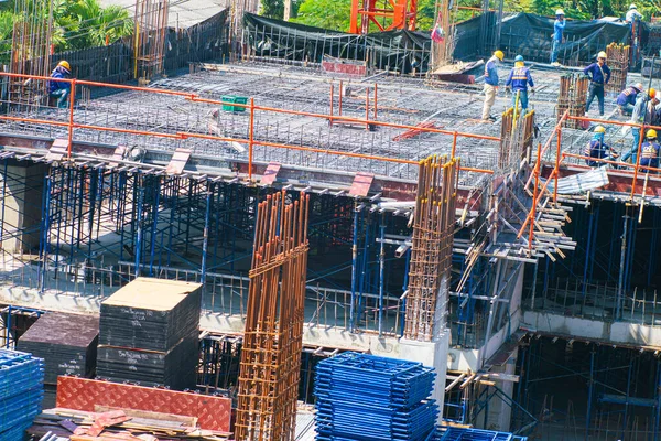 Chantier Construction Grue Immeuble Bureaux Grande Hauteur Dans Ville Bangkok — Photo