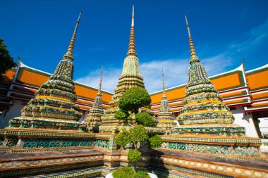 Budist tapınağı Wat Pho Bangkok Tayland 'da güzel bir pagoda seyahat yeri