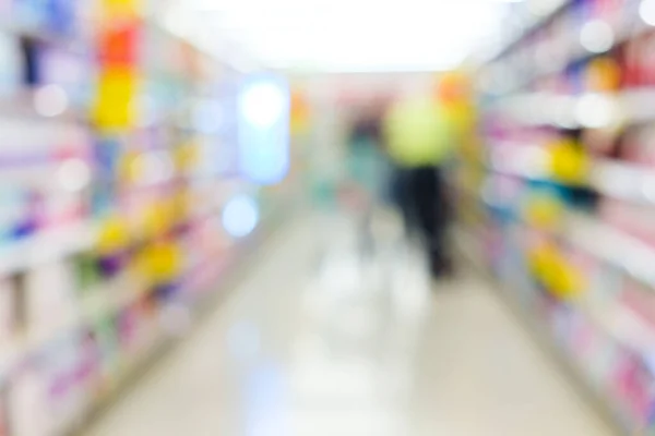 Fila Supermercado Embaçada Abstrato Com Fundo Negócios Alimentos Bebidas — Fotografia de Stock