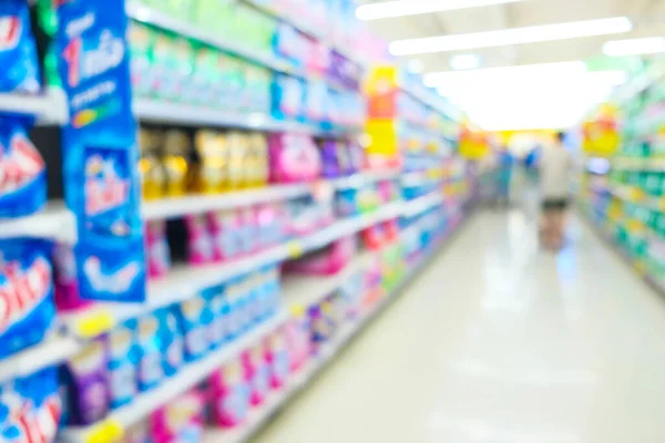 Abstrakte Verschwommene Supermarkt Reihe Mit Lebensmittel Und Getränkehintergrund — Stockfoto