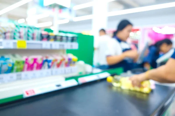 stock image Abstract blurred supermarket row with food and drink business background